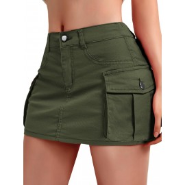 Mini Bodycon Y2K Skirt - Women Denim Skirts - Slim Fit, Button-Front, Flap Pockets, Sexy, Cute, Daily Wear, Versatile, Comfortable, and Chic